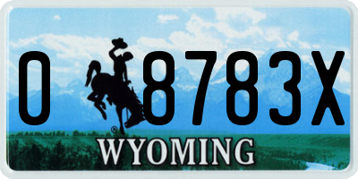 WY license plate 08783X