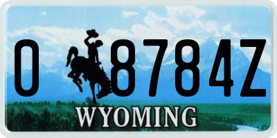 WY license plate 08784Z