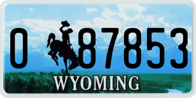 WY license plate 087853