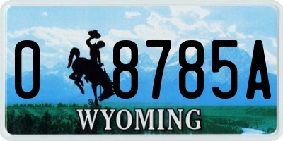 WY license plate 08785A