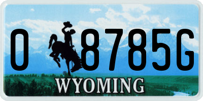 WY license plate 08785G