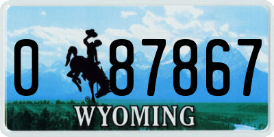 WY license plate 087867