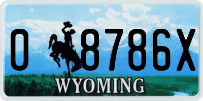 WY license plate 08786X