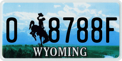 WY license plate 08788F