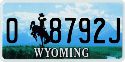 WY license plate 08792J