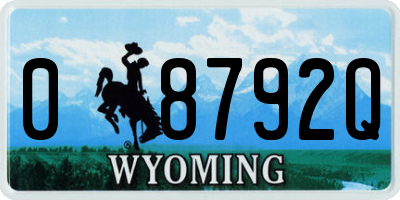 WY license plate 08792Q