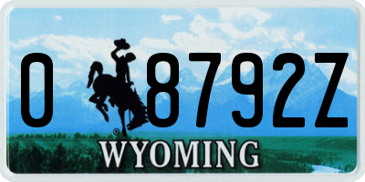 WY license plate 08792Z