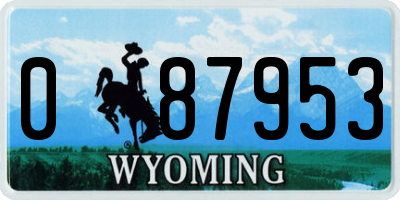 WY license plate 087953