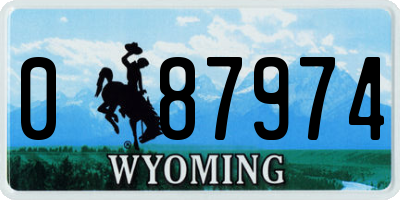 WY license plate 087974