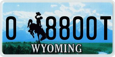 WY license plate 08800T