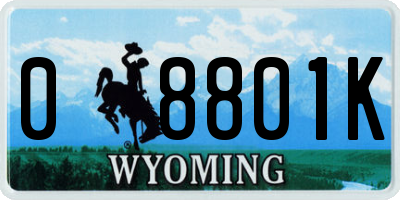 WY license plate 08801K