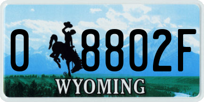 WY license plate 08802F