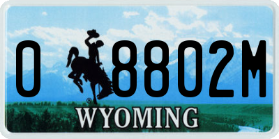 WY license plate 08802M