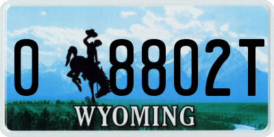 WY license plate 08802T