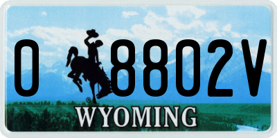WY license plate 08802V