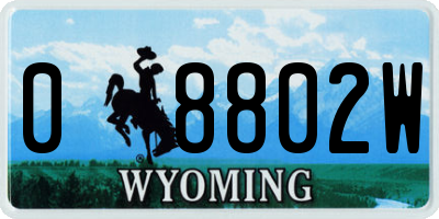 WY license plate 08802W