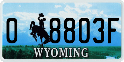WY license plate 08803F