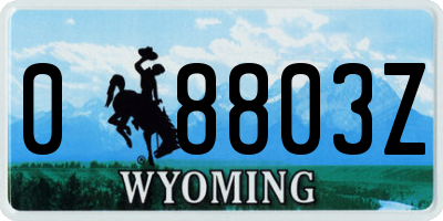 WY license plate 08803Z