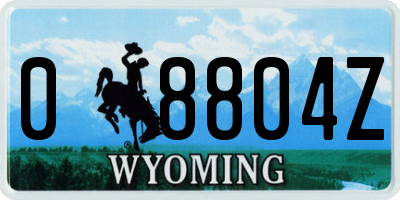 WY license plate 08804Z