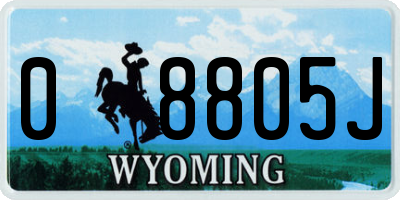 WY license plate 08805J