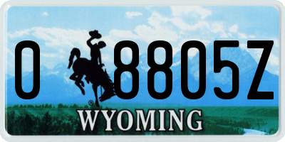 WY license plate 08805Z