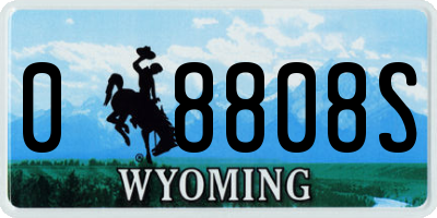 WY license plate 08808S