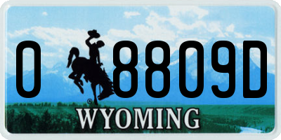 WY license plate 08809D