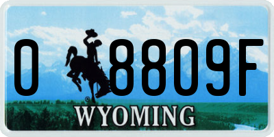 WY license plate 08809F