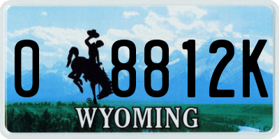 WY license plate 08812K