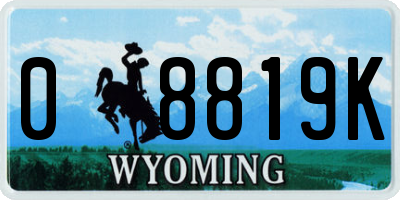 WY license plate 08819K