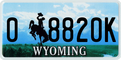 WY license plate 08820K