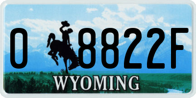 WY license plate 08822F