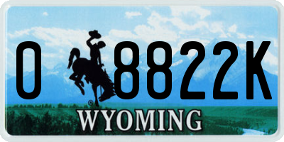 WY license plate 08822K