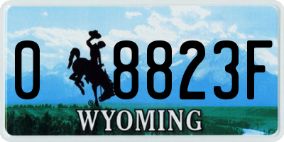 WY license plate 08823F