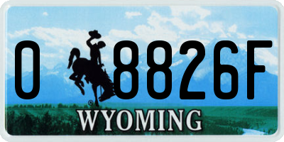 WY license plate 08826F