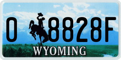 WY license plate 08828F