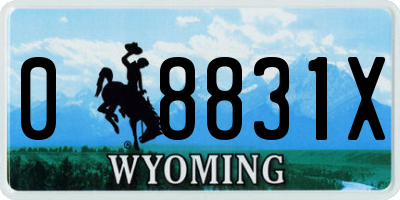 WY license plate 08831X