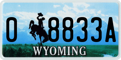 WY license plate 08833A