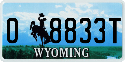 WY license plate 08833T