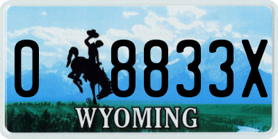 WY license plate 08833X