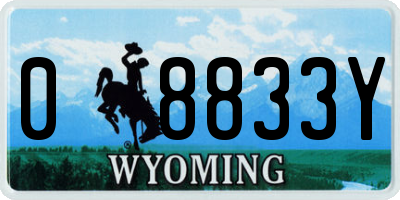 WY license plate 08833Y