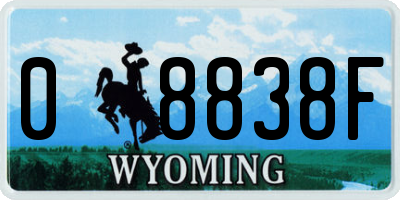 WY license plate 08838F