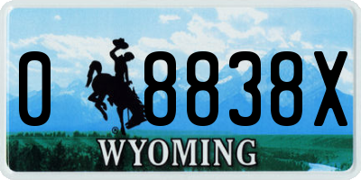 WY license plate 08838X