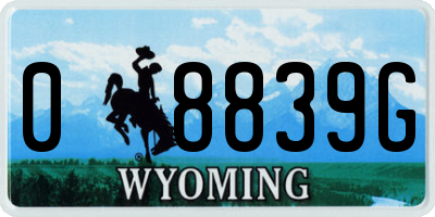 WY license plate 08839G