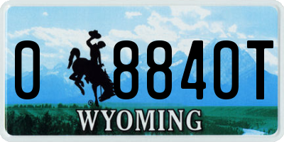 WY license plate 08840T