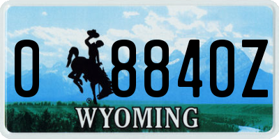 WY license plate 08840Z