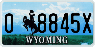 WY license plate 08845X