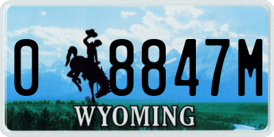 WY license plate 08847M
