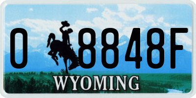 WY license plate 08848F