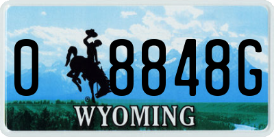 WY license plate 08848G